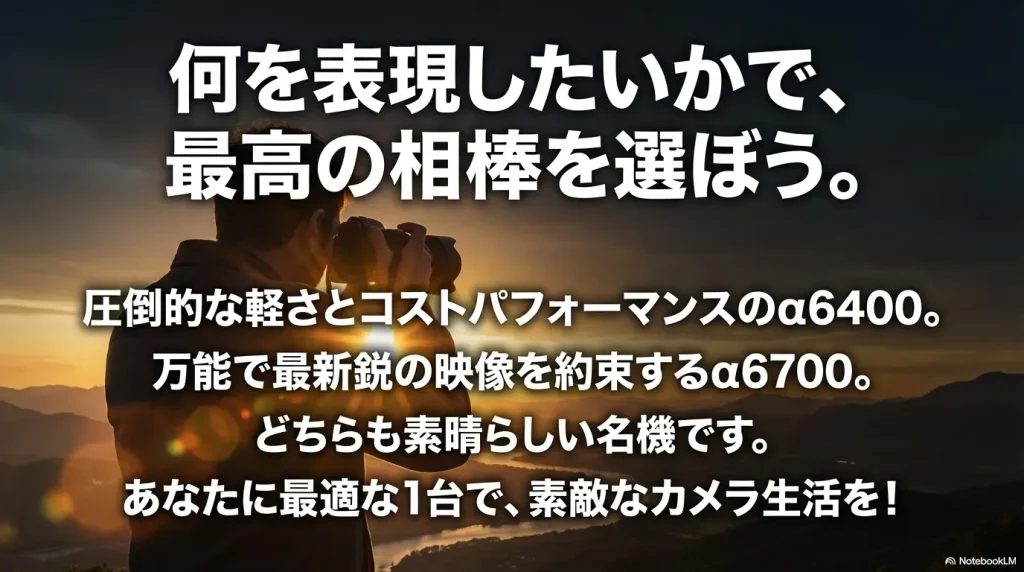 何を表現したいかで最高の相棒を選ぼう。あなたに最適な1台で素敵なカメラ生活を
