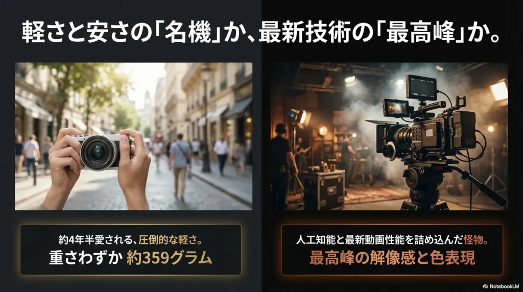 軽さと安さの名機α6400か、人工知能と最新動画性能を詰め込んだα6700か