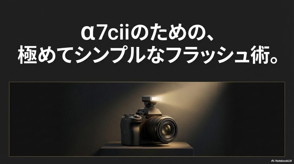 α7ciiのための極めてシンプルなフラッシュ術と書かれた表紙スライド