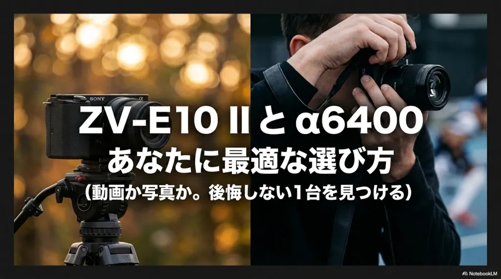 SONY ZV-E10 IIとα6400の比較。動画か写真か、後悔しない1台を見つけるための最適な選び方ガイド